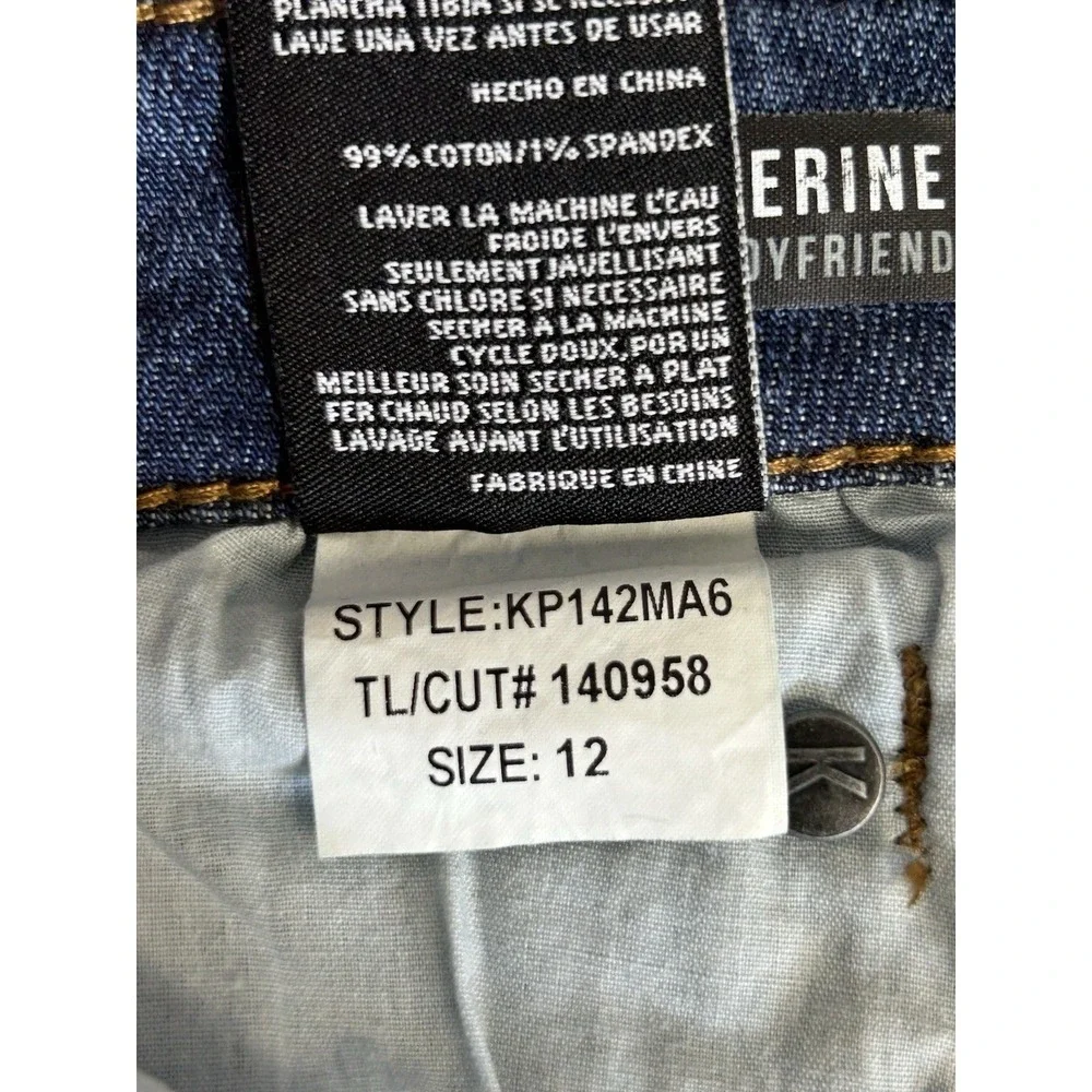 KUT from the Kloth Catherine Boyfriend Jeans Size 12 Mid Rise Medium Dark Wash - Picture 9 of 9